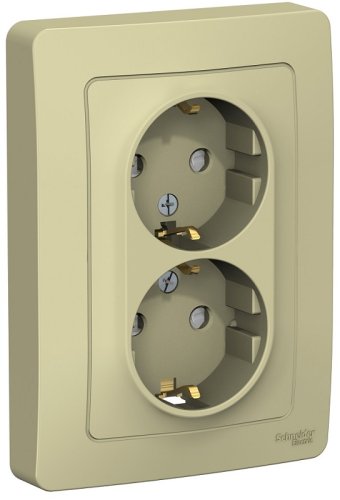 Розетка с заземлением Systeme Electric Blanca 1-м. 2-мод. шторки бежевый картинка